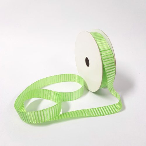 Striped Ribbed Ribbon 15mm Green