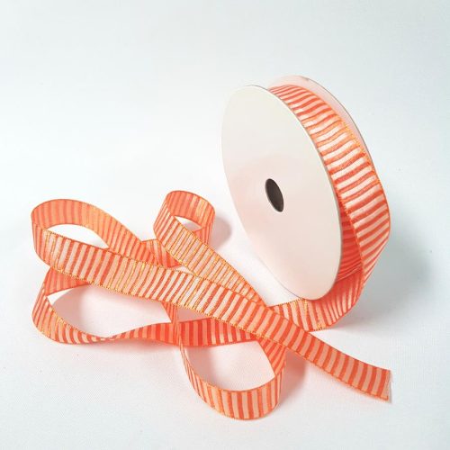 Striped Ribbed Ribbon 15mm Orange