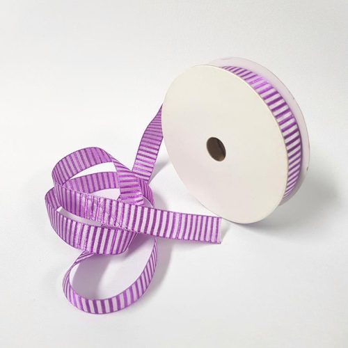 Striped Ribbed Ribbon 15mm Purple