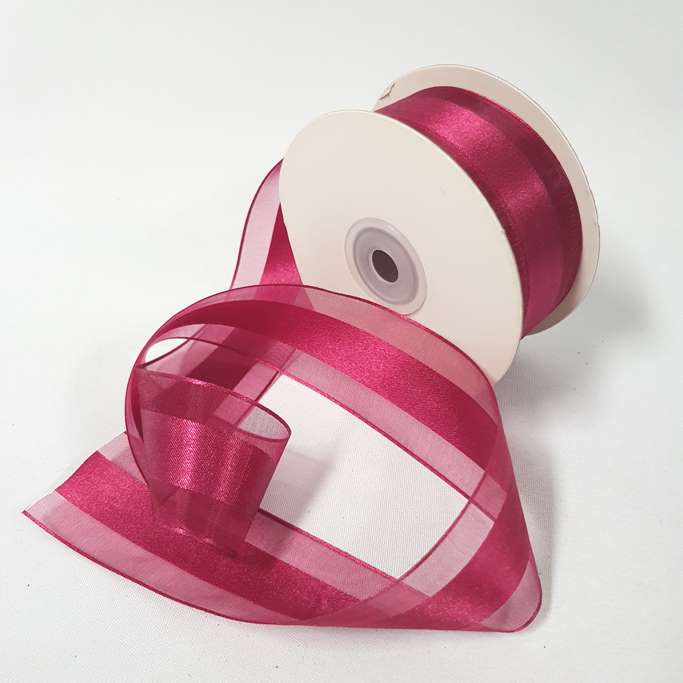 Satin Centred Ribbon 38mm Burgundy