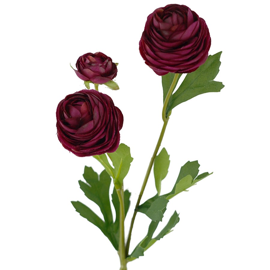 Artificial Ranunculus Stem Burgundy 42cm